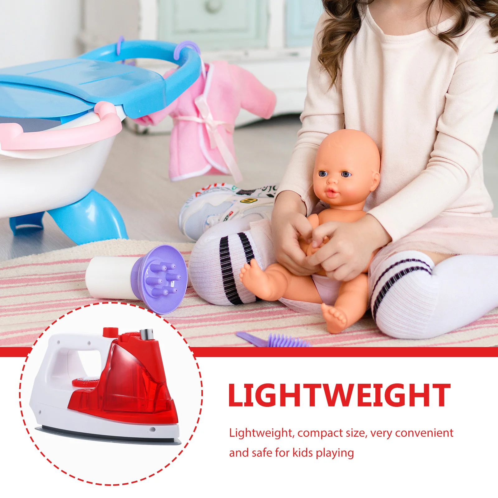 

1Pcs Simulated Electric Iron Lightweight Kids Educational Creative Home Appliance Role-Playing Play Supply Durable