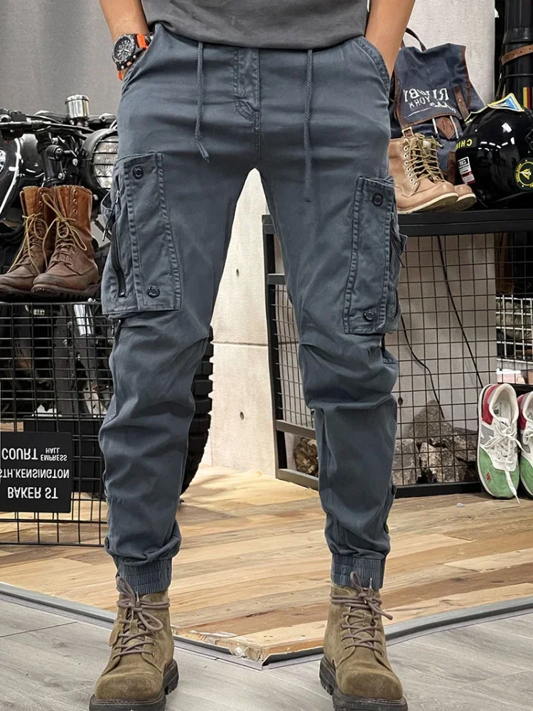 Autumn Trousers Man Multipockets Black Biker Cargo Pants For Men Multi Pocket Motorcycle Slacks Cotton Oversize Harajuku Luxury