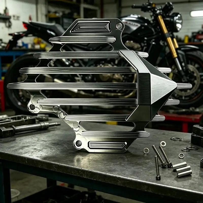 M76E Aluminium-Kühlerschutzgitterabdeckung, Motorrad-Wassertank-Kühlerabdeckung – Detail 2