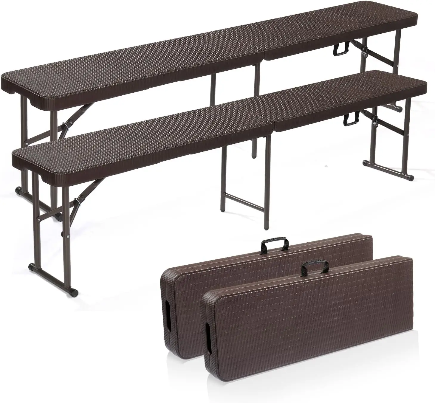 

6 feet Plastic Folding Bench,Portable in/Outdoor Picnic Party Camping Dining Seat, Garden Soccer Multipurpose Entertaining A