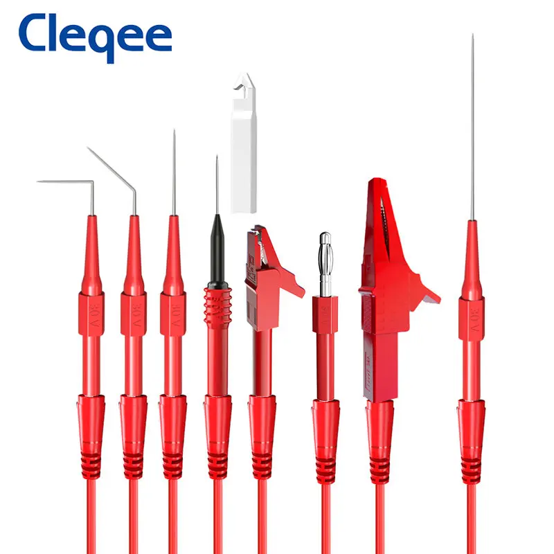 Imagem -02 - Cleqee P1920 Série Kit de Sondas Traseiras Automotivas Plugue Banana para Clipe de Jacaré Kit de Chumbo de Teste de Multímetro com Pontas de Agulha de Punção