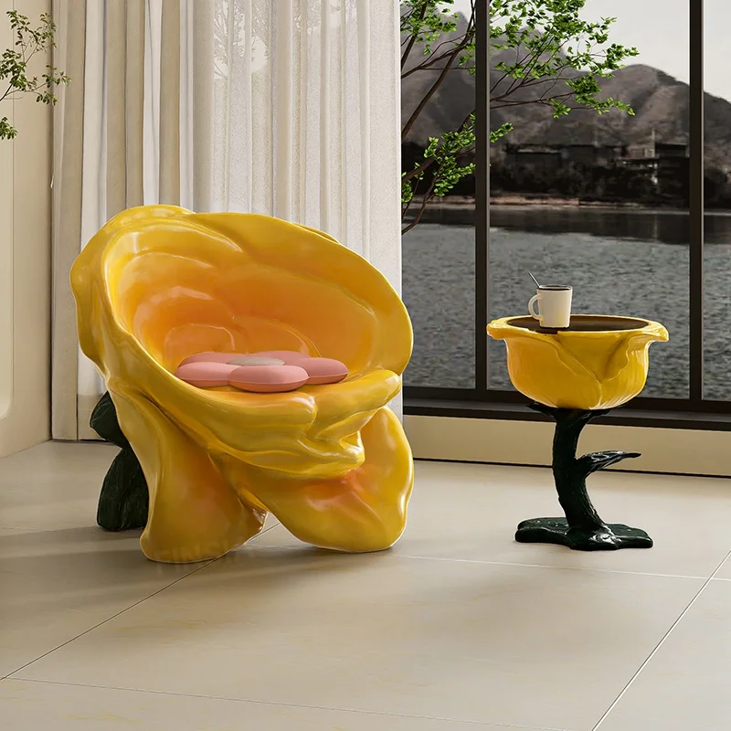 Modern rose-style leather single-back lounge chair
