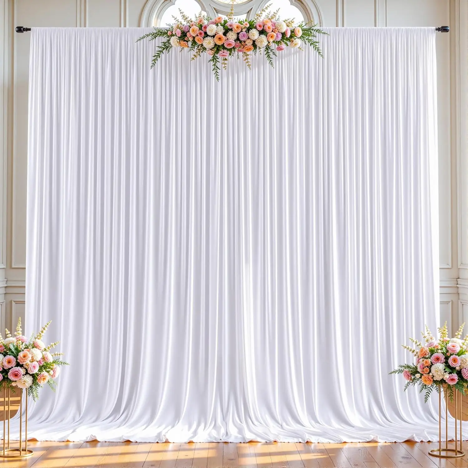 1 Panel Wrinkle Free Fabric Backdrop Curtains, Rod Pocket Backdrop Ceiling Drapes for Wedding Party Birthday Ceremony Decoration