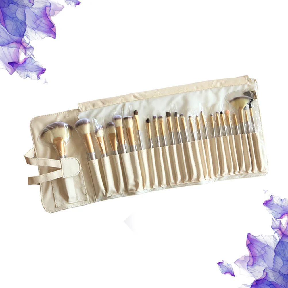 24-teiliges Make-up-Pinsel-Set, professionelle Pinsel, glatter Holzgriff, tragbares Beutel-Design für das Gesichtsgrundierungsmischung