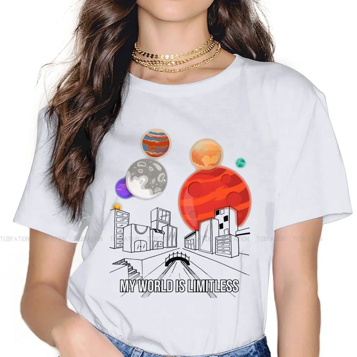 City O Neck TShirt Many Lands Under One Sun Fabric Classic T Shirt Girl Clothes Individuality Hot Sale