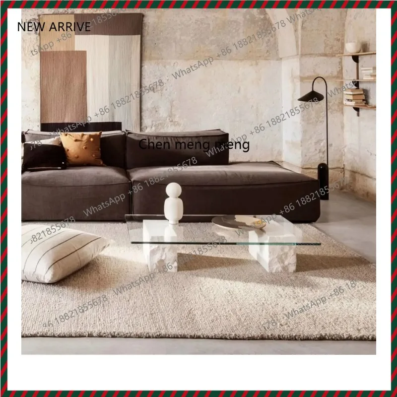 

Скандинавский минималистичный журнальный столик из закаленного стекла с белым мрамором, индивидуальный стиль разрушения, дизайнерский чайный столик для гостиной