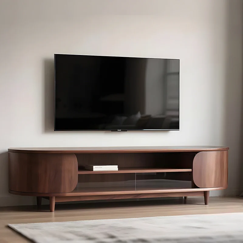 

Nordic North America Black Walnut TV Cabinet New Simple Modern Solid Wood TV Retro Locker