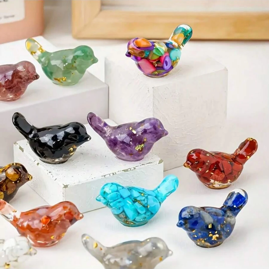 1 pieza de manualidades de pájaros con pegamento de cristal, adornos de tapicería de cristal, regalos de cristal, adornos de pájaros hechos con cristal y pegamento