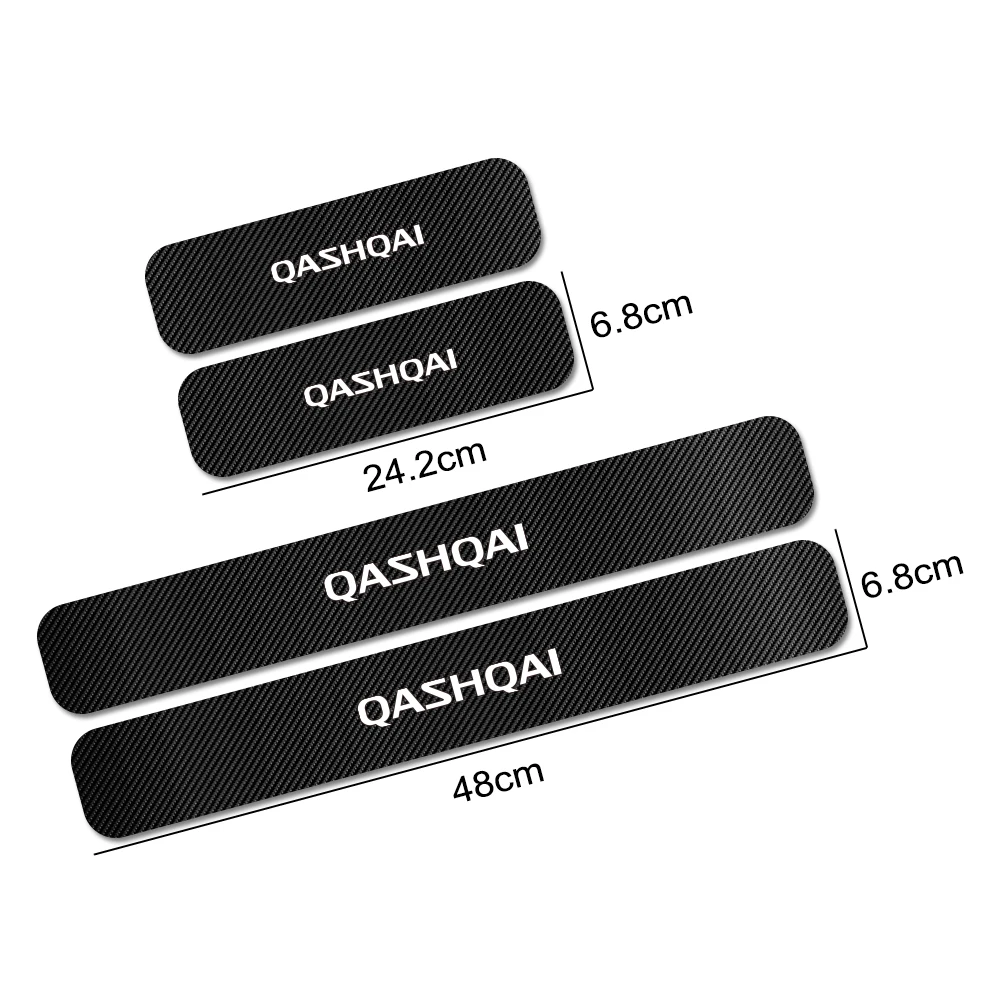 4PCS Car Door Sill Stickers Carbon Fiber Anti-Scratch Decals Protection Decoration Accessories For Nissan Qashqai J11 J12 J10