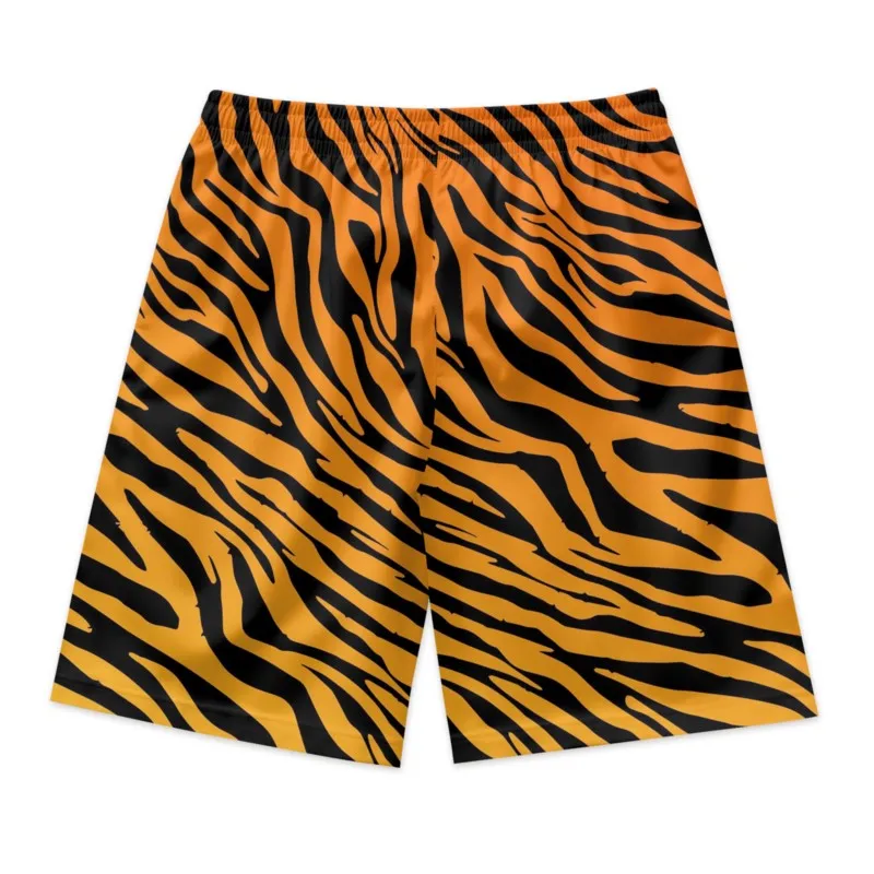 Tiger Pattern Print Men's Polyester Drawstring Waist Shorts Quick Dry Breathable Beach Shorts Casual Sport Shorts