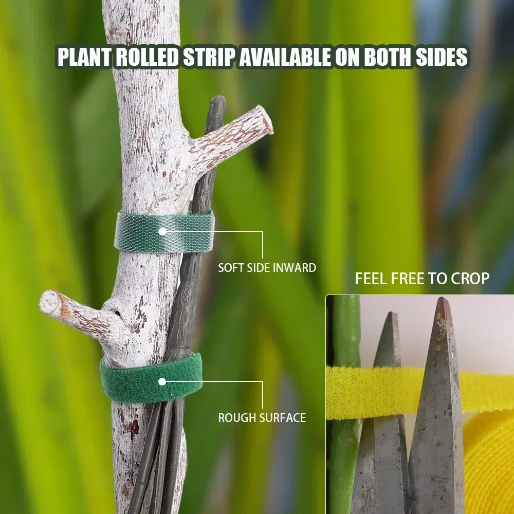 10/1Rolls Garden Twine Plant Ties Nylon Plant Bandage Self Adhesive Hook And Loop Bamboo Cane Wrap Support Garden Accessories