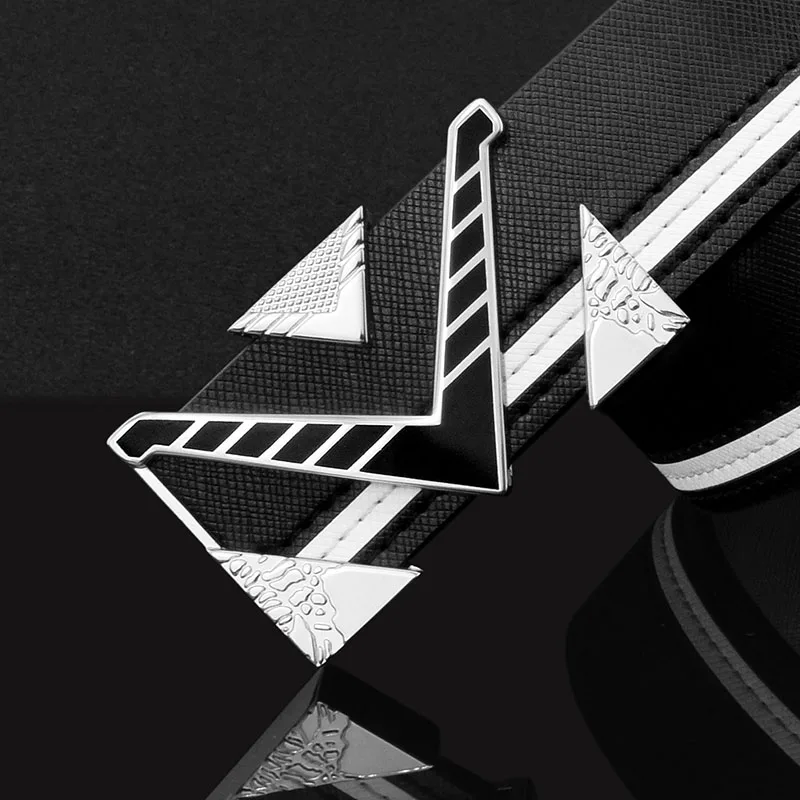

White Waist Strap High Quality V Letter Men's Belt Luxury Brand Men's And Women's Belts Unisex Fashion Leisure Design Buckle