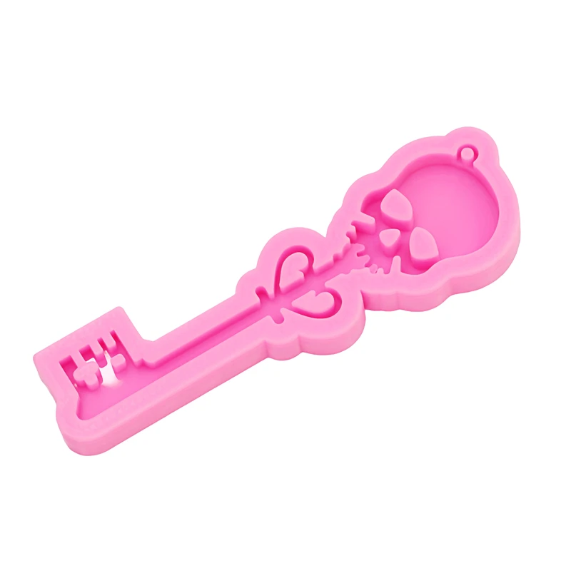 GJ-988 Shiny Mirror Skull Key Epoxy Resin Drip Mold DIY Earrings Pendant Keychain Bag Jewelry Pendant Silicone Molds