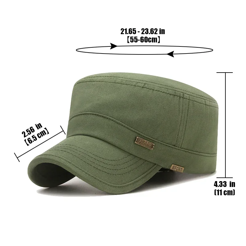 Chapéus snapback de algodão para esportes ao ar livre, boné de beisebol, boné de cadete militar plano, estilo clássico, estilo casual, nova moda