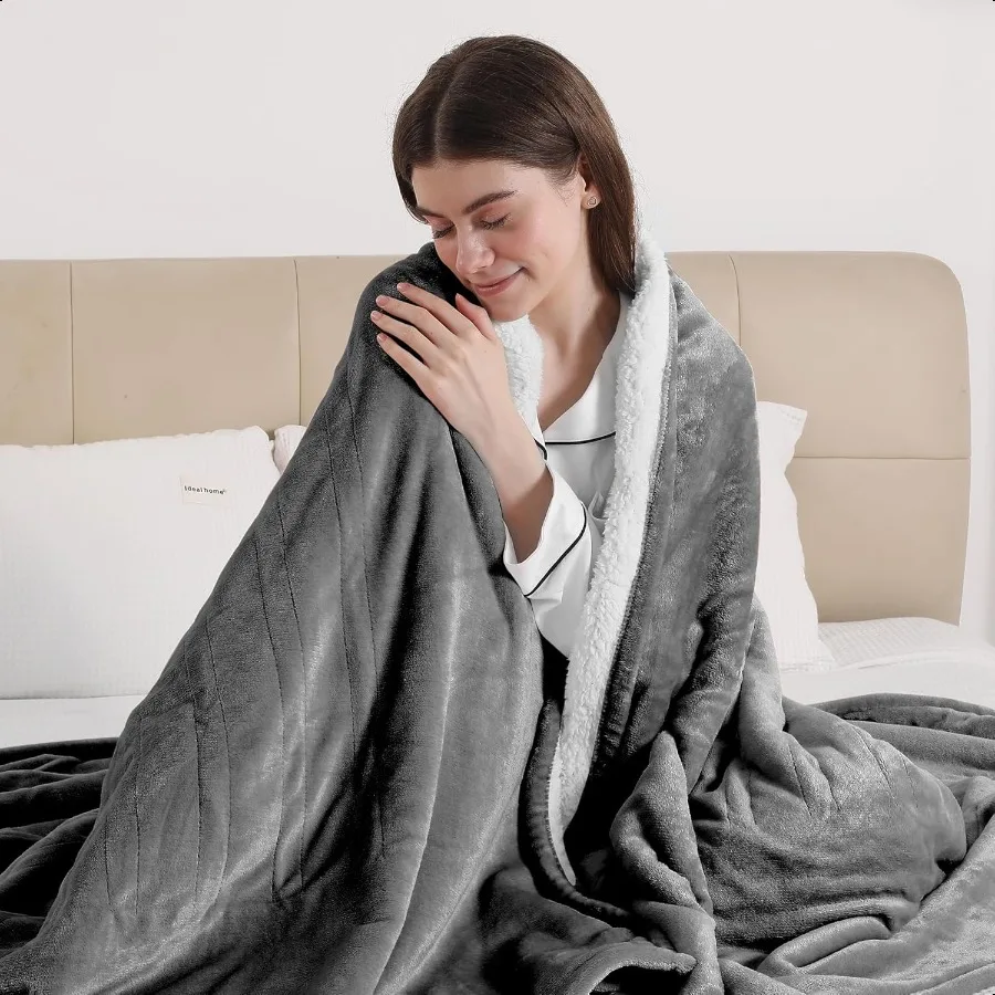 

Одеяло с подогревом, электрическое одеяло с 5 уровнями нагрева, 4 часа, автоматическое выключение, мягкое фланелевое одеяло из шерпа с быстрым нагревом