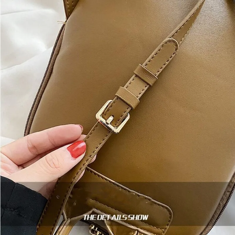 Women's Backpack Pu Sewing Thread Texture Solid Color Vertical Square Versatile Small Bag Shoulder Bag Handbag Bags For Women