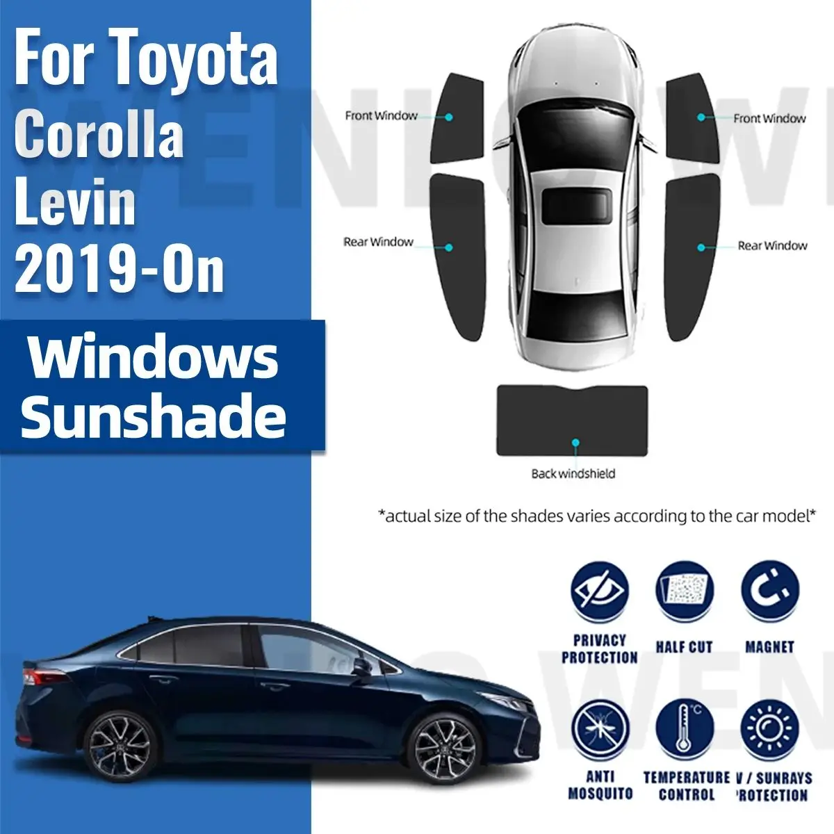 

For Toyota Corolla E210 2019-2023 2024 Levin Magnetic Car Sunshade Front Windshield Curtain Rear Side Window Sun Shades Shield