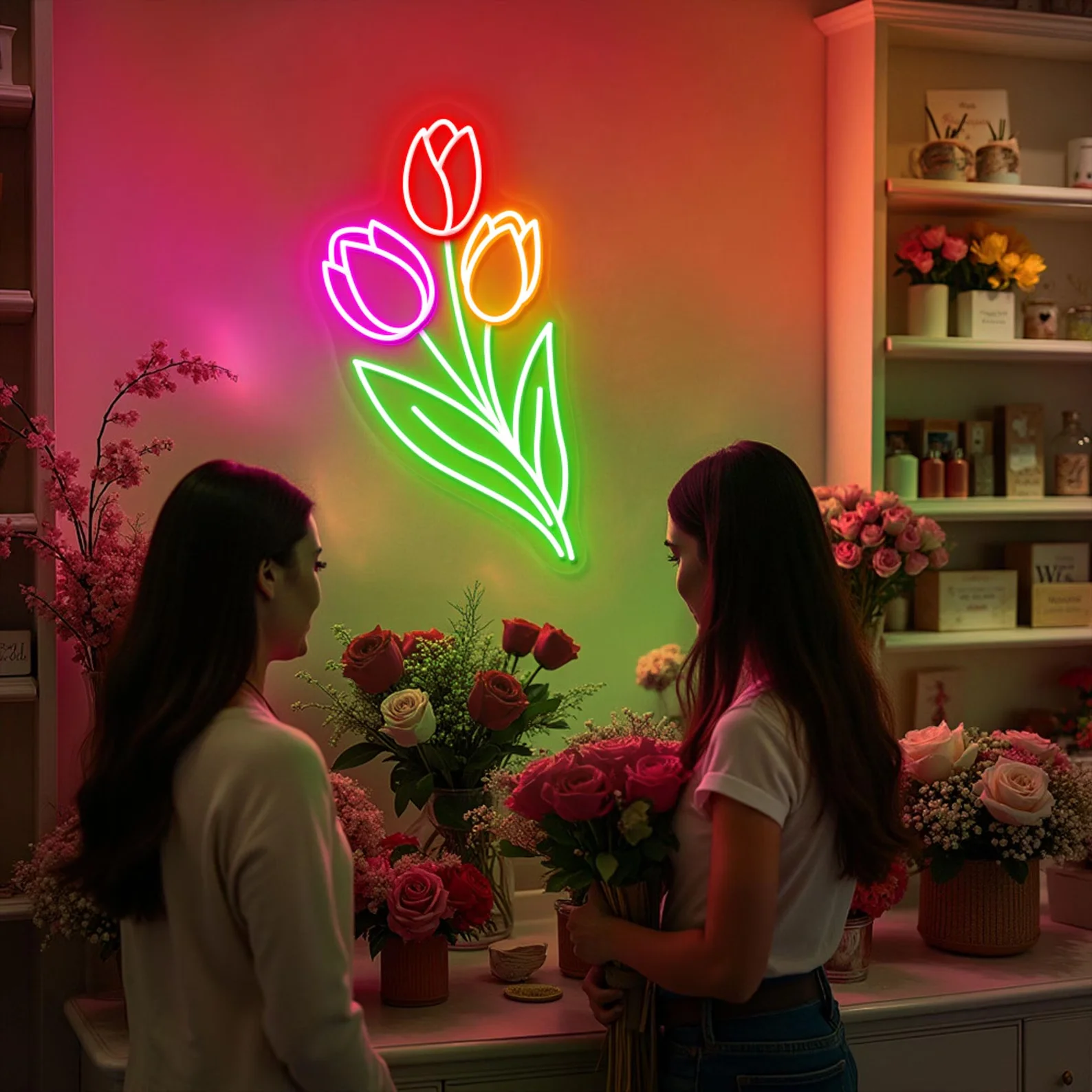 

Tulip Flower Neon Sign, Flowers Neon Sign, Flower Store Wall Decor, Tulip Flower Wall Art, Florist Neon Sign, Gift for Mom