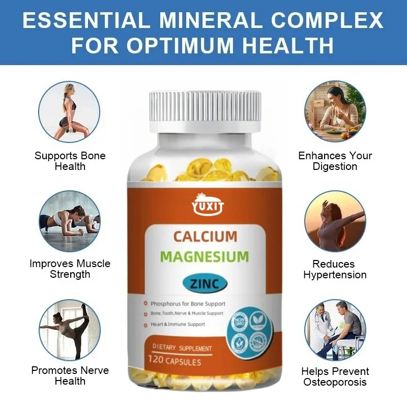 3-IN-1 Calcium Magnesium&Zinc Capsule Vitamin D3 Bones&Teeth Daily Easily Absorbed Minerals Supplement Dietary Fitness