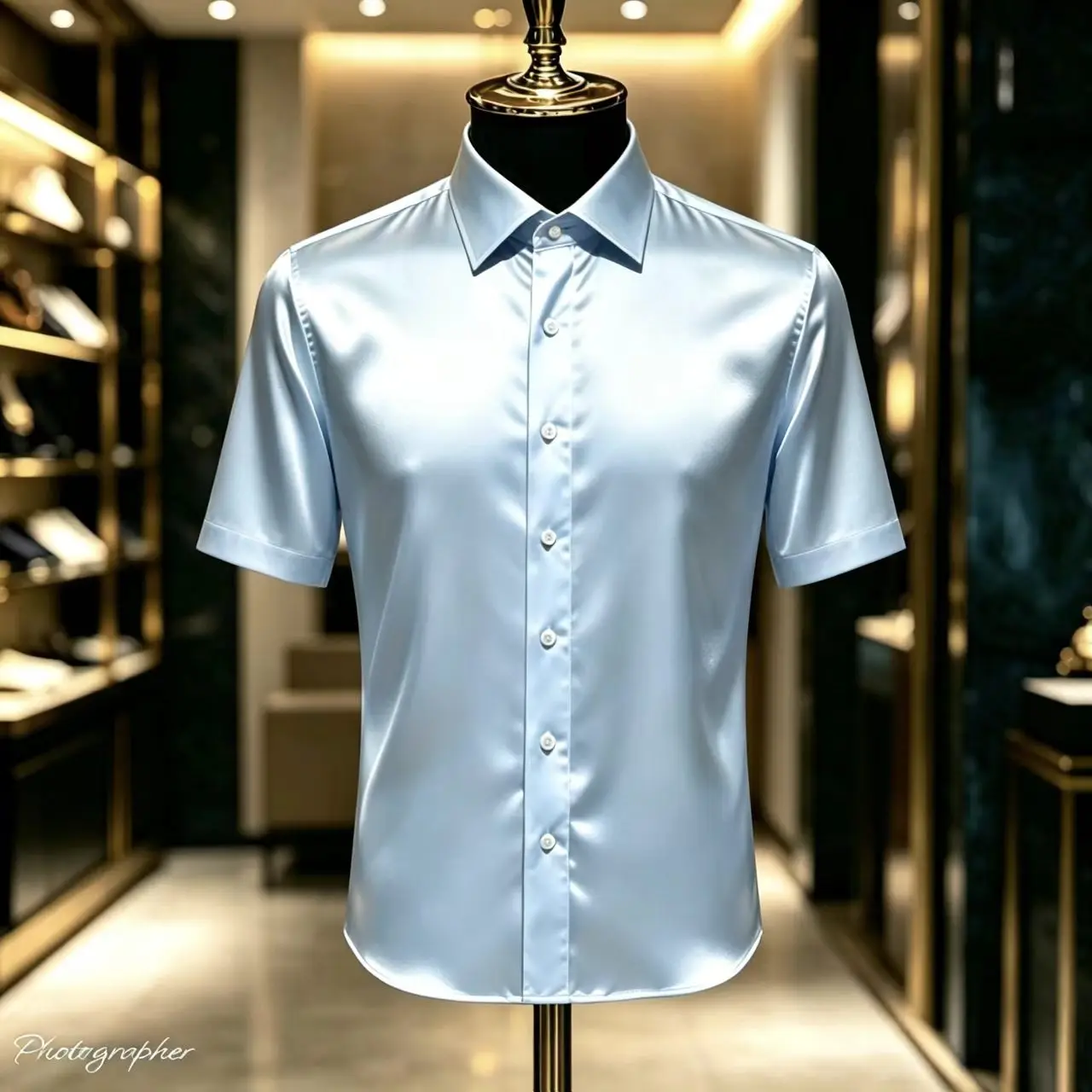 Men's Solid Color Satin Short-Sleeved Dress Shirt, Elegant and Slim Fit, with a Glossy Feel Suitable for Wedding Parties