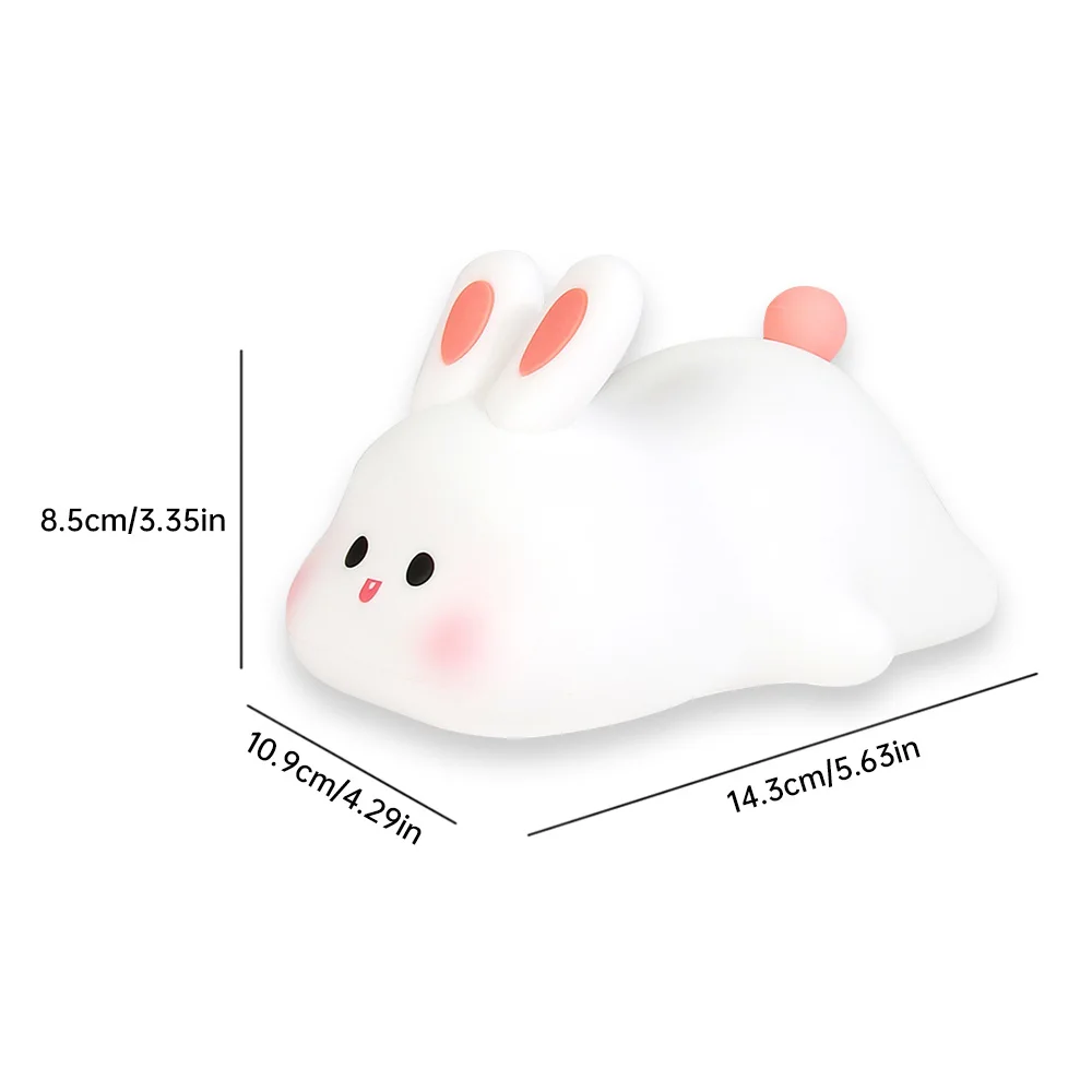 Cute Rabbit Silicone Night Light Soft Touch Sensor Bedside Night Light Children\'s Sleeping Light USB Rechargeable For Home