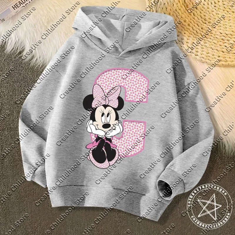 Mickey Children Sweatshirts New Letter A B C D Name Combination Clothes Kawaii Cartoons Pullover Girl Boy Kid Minnie Sportswear