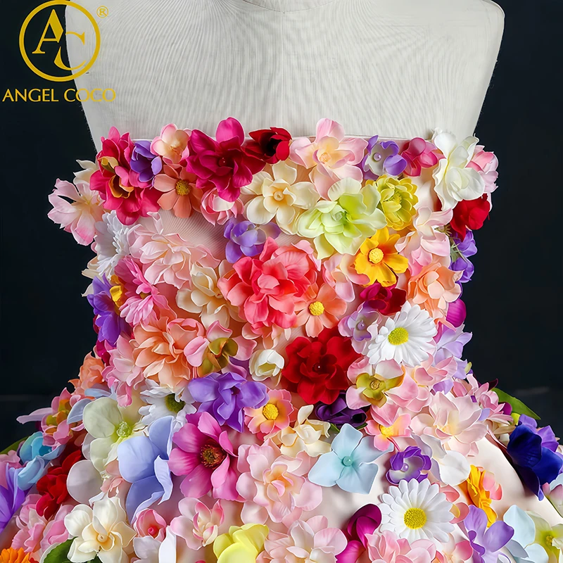 فساتين فاخرة لفتاة الزهور برقبة عالية فستان حفلات الزفاف زهور طول الأرض فستان عيد ميلاد الأميرة حسب الطلب