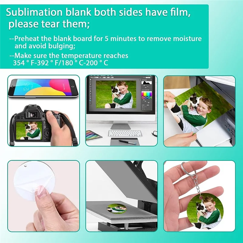 

ABWP-Sublimation Key Ring Blanks Set Kit With Heat Transfer MDF Blank 3 Shapes Tassels Pendant Jump Rings Key Ring With Chain Ki