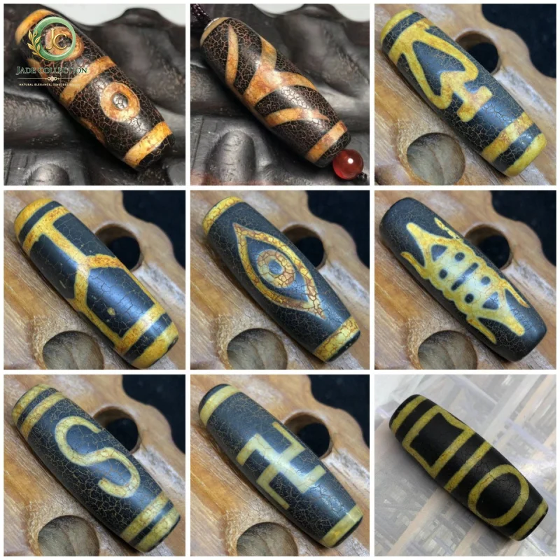 Tibetan Weathering Pattern Seven-Eye Old Agate Dzi Ethnic Style Pendant Men's and Women's Accessories