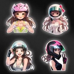 Biker Girl Motorcycle Stickers Car Bumper Body Decoration Motorbike Front Cowl Fuel Tank Helmet Decals Cartoon Girl Stickers