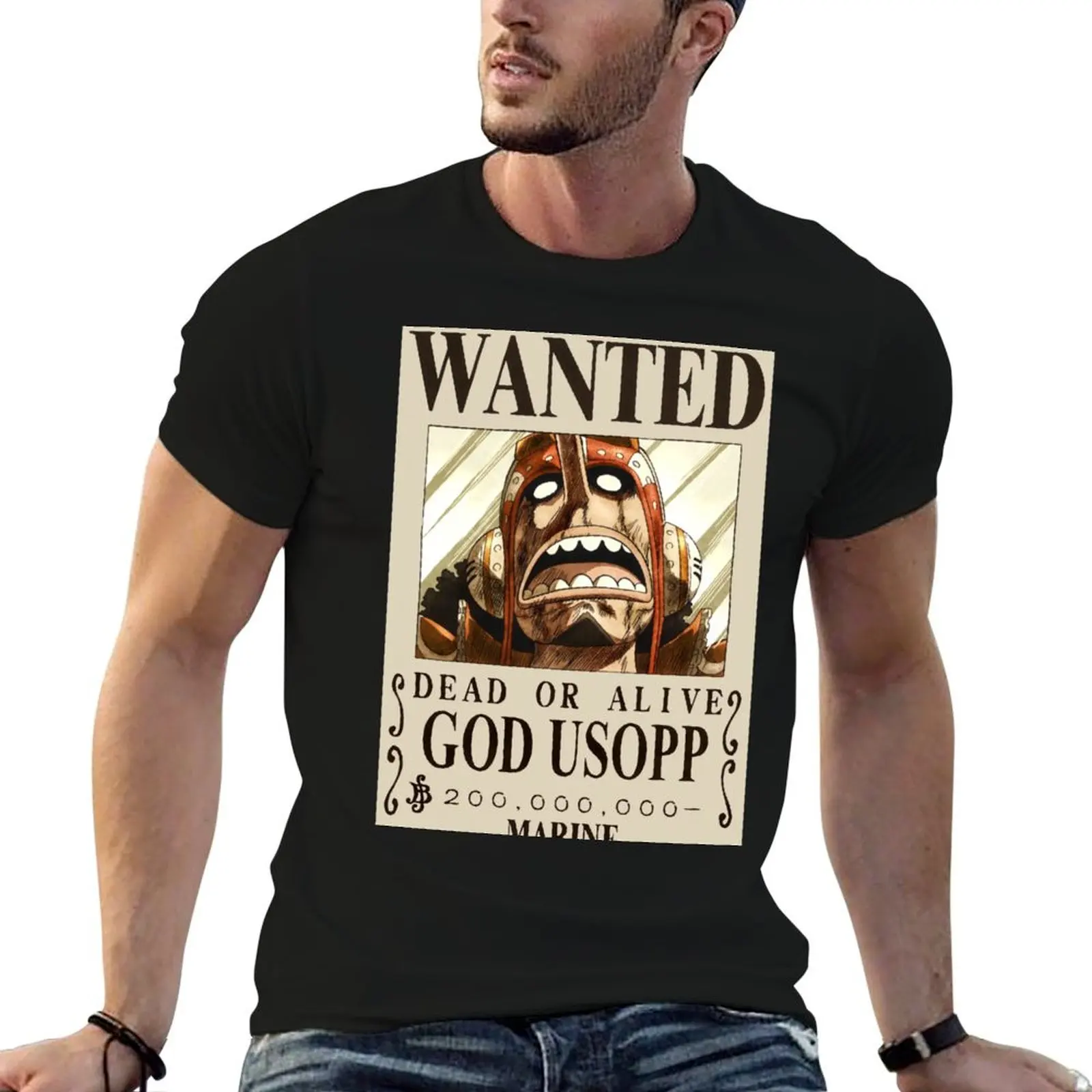 

Usopp Wanted Poster. T-Shirt T-shirts oversize summer clothes sports fans blacks heavy weight t shirts for men
