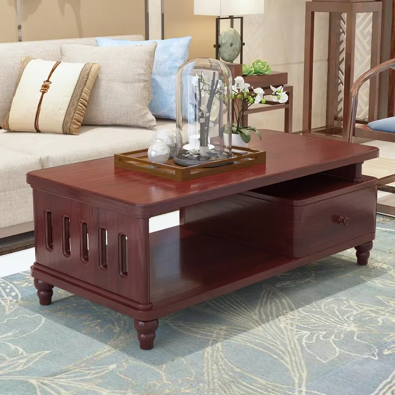 Solid Wood Luxury Coffee Table Rustic Vintage Storage Nordic Coffee Table Center Modern Minimalist Mesa Centro Furniture Home