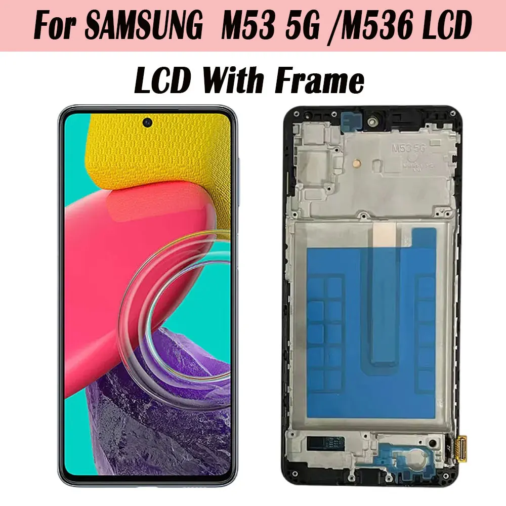 슈퍼 AMOLED LCD 터치 스크린 디지타이저 어셈블리, 삼성 M53 5G LCD M536 M546 M536B 스크린, 수리 부품 LCD