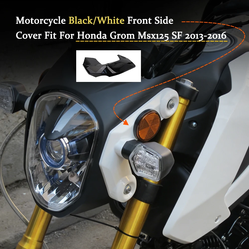 

Motorcycle Black/White Front Side Cover Fit For Honda Grom Msx125 SF 2013-2016