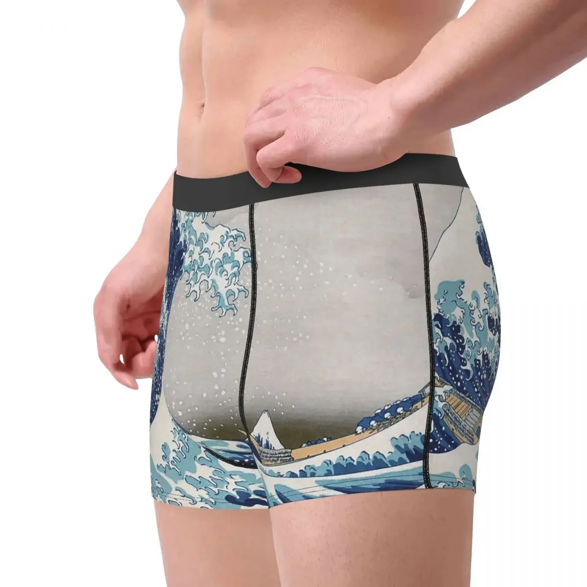 Man Under The Great Wave Off Kanagawa Katsushika Hokusai Underwear Funny Boxer Shorts Panties Male Breathable Underpants S-XXL