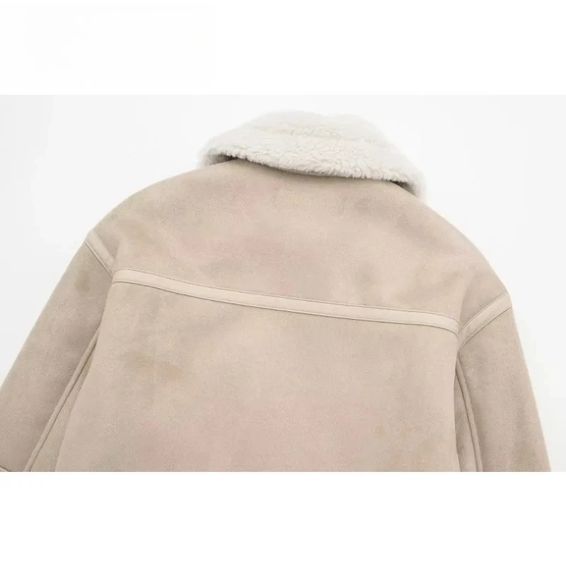 سترات شتوية أنيقة للسيدات على الموضة لعام 2025 بلون سادة وياقة مقلوبة وأكمام طويلة وجيوب وسحابات سترات نسائية دافئة