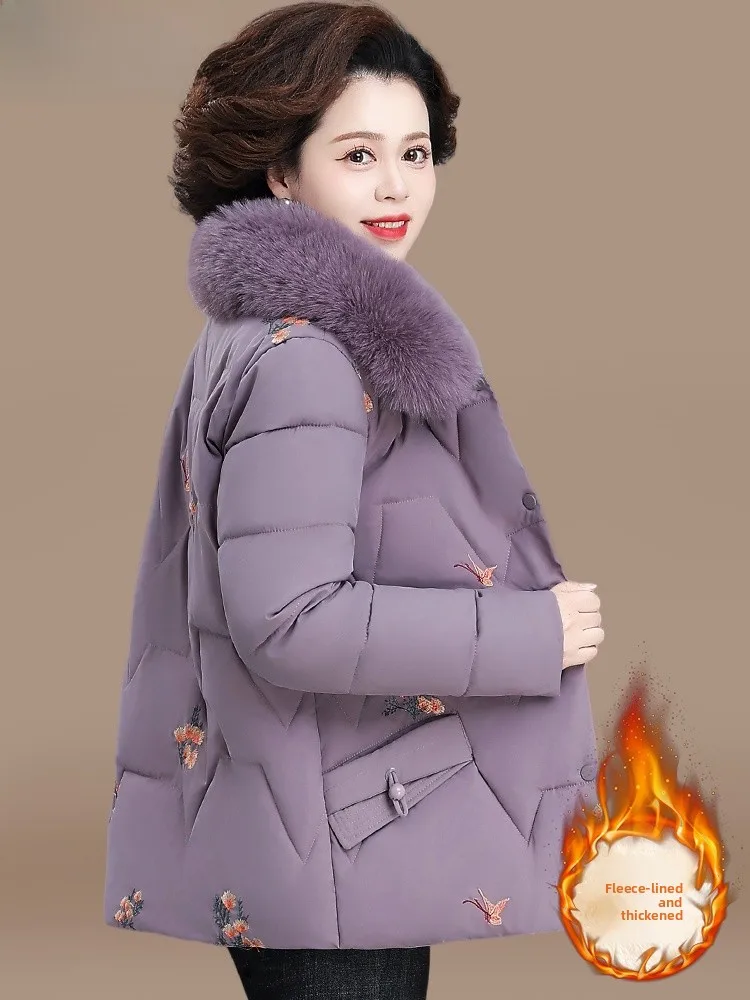 

Women's Thiened Fce Lined down Cotton Jaet Coat Faionable Loose Fit Autumn Winter Outerwear for Middle-Aged And ly