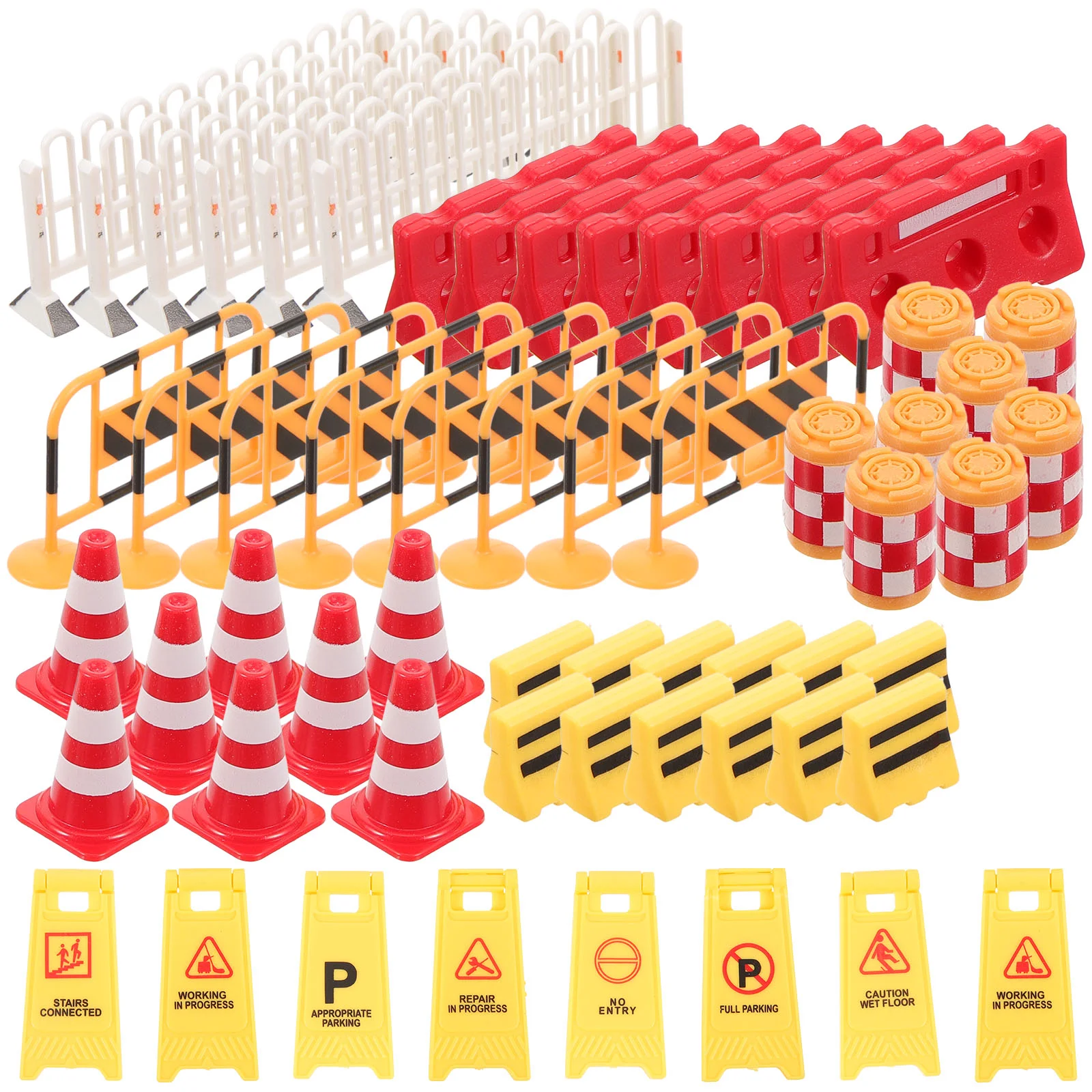 62 Pcs Transportation Toy Model Miniature Traffic Barrier Pretend Street Sign Barricade Simulation Road Block Child