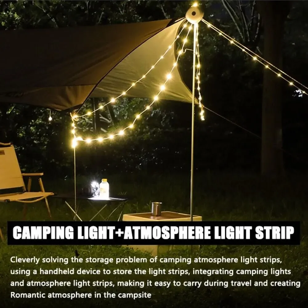 LED Rechargeable Camping Lamp Atmosphere 10M IPX4 Waterproof Recyclable Light Belt Outdoor Garden Decoration Lamp for Tent Room