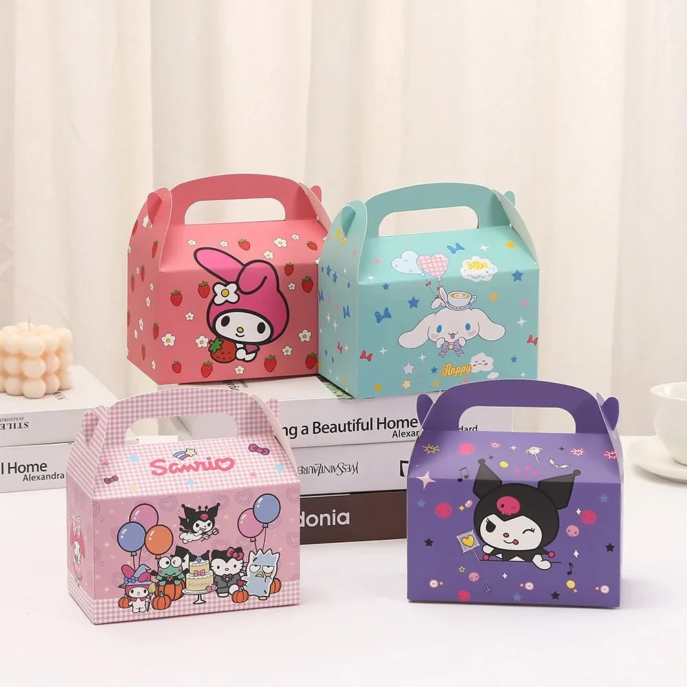 10Pcs Kawaii Cute Cartoon Anime Character Animation Peripheral Packaging Box Christmas Gift Box Folding Baked Cake Box Handbag