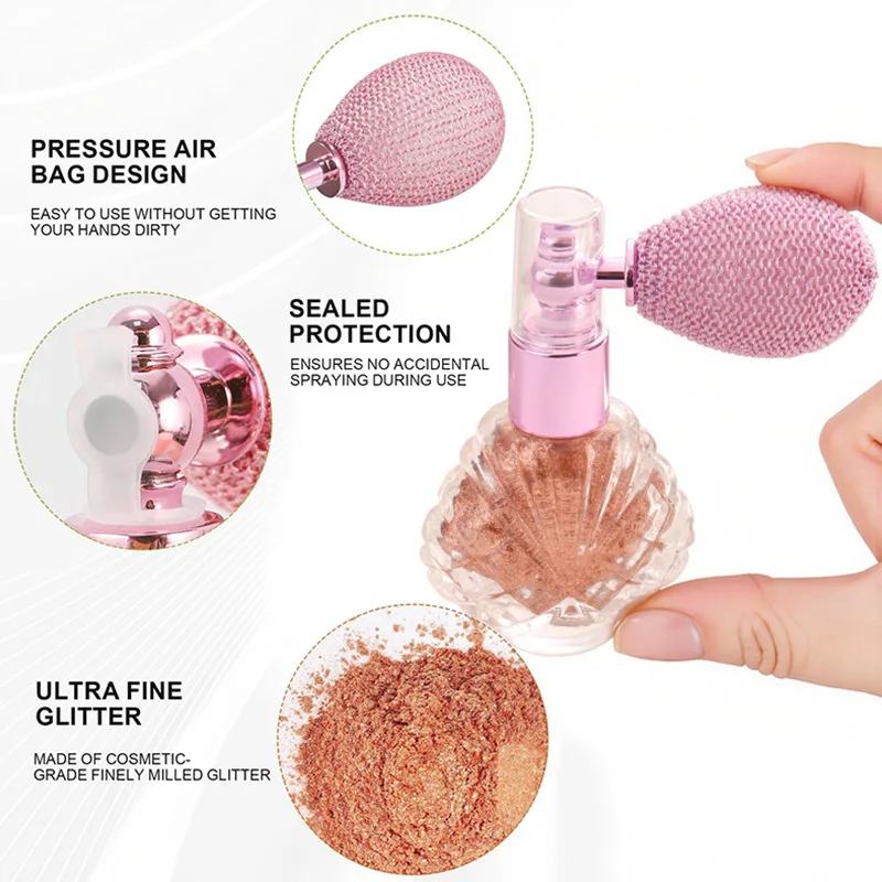 Parelachtige glans markeerstiftspray, fijne glittermist voor lichaam en haar, perfect voor toneelfeesten, bruidsmake-up, langdurige uitstraling