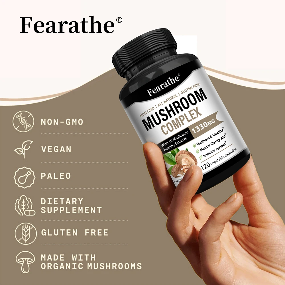 Mushroom Complex Capsules, Lion’s Mane & Reishi & Cordyceps Blend, Support Brain Focus, Memory, Mood, Energy & Immune Health view 5
