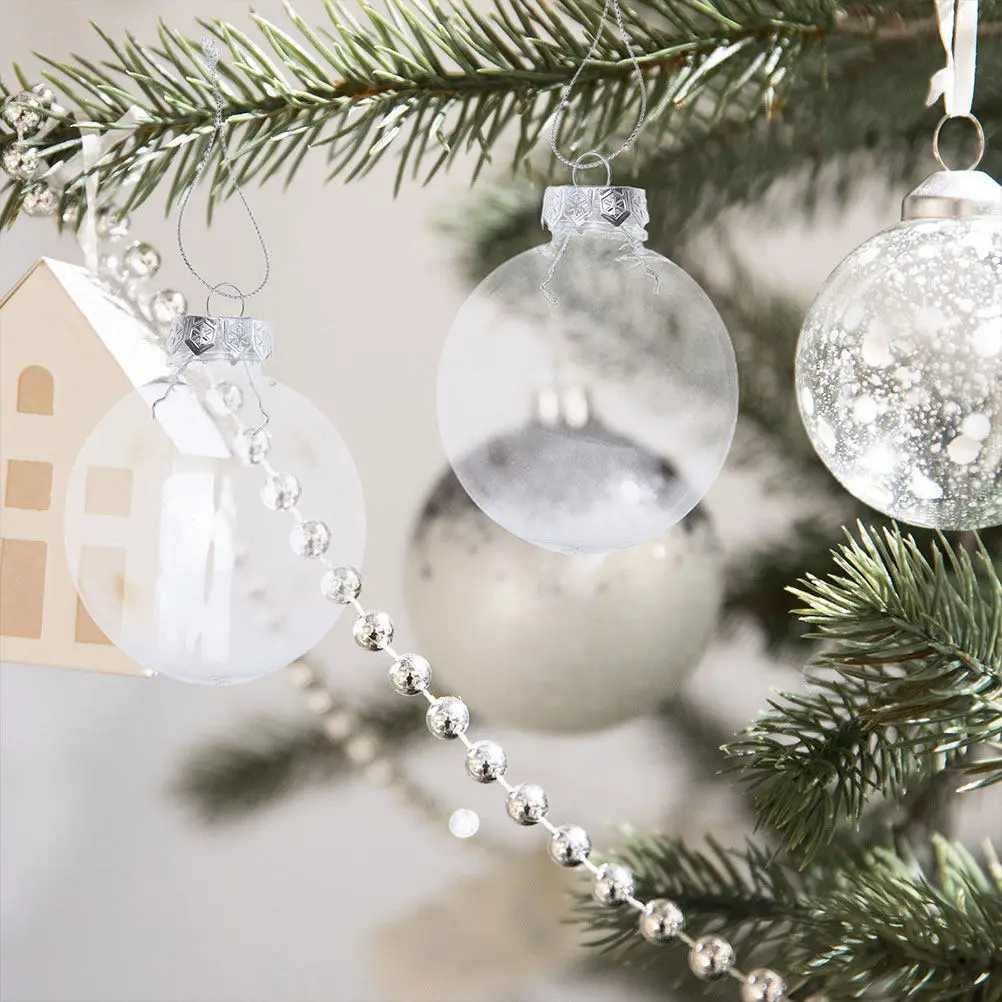 24Pcs Clear Plastic Flat Oval Ornaments Fillable Transparent Baubles for Christmas Tree Top Window Sill Table Party Wedding