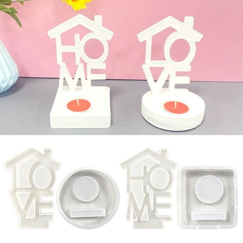 

Fashionable Silicone Letter Candlestick Holder Molds Set of 2, Round Multipurpose Home Decoration Craft Supplies