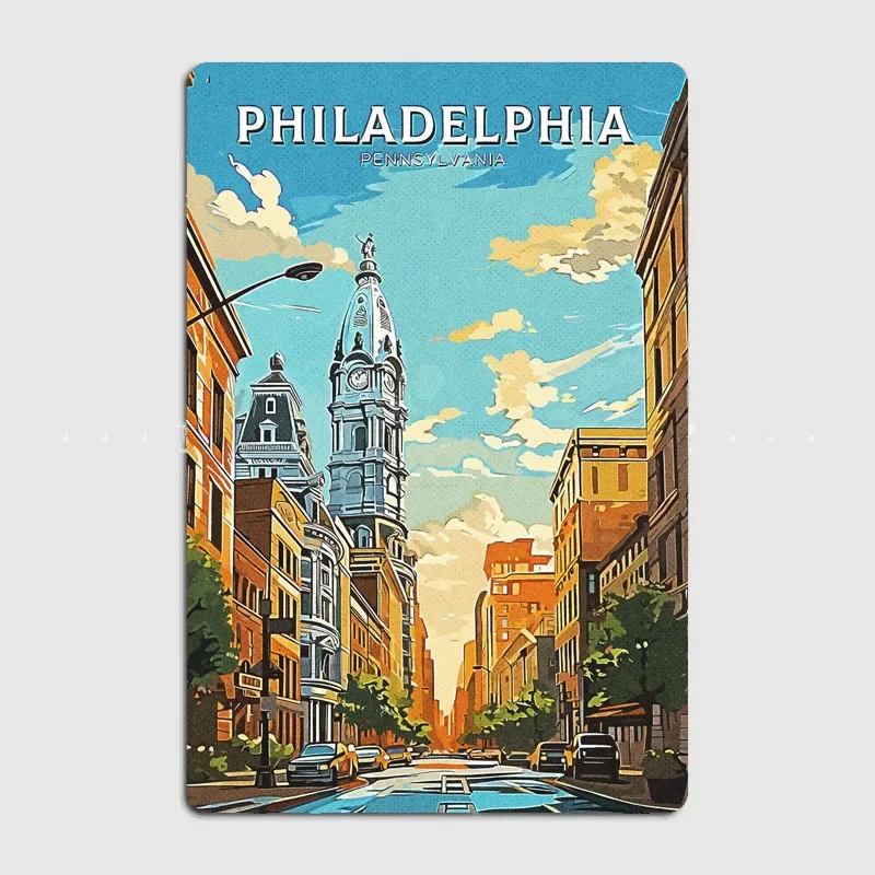 Philadelphia Pennsylvania Travel Poster Retro Metal Sign Posters Room Decoration Indoor Custom Decor Home Decor Wall Decorations