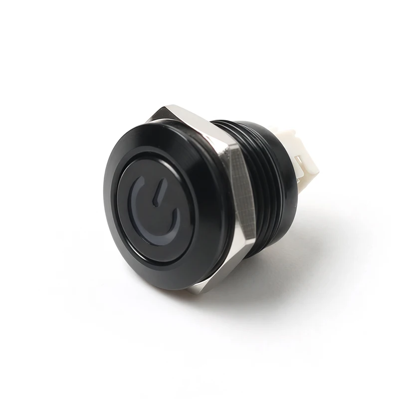 12MM Ultra Short Metal Push Button Switch With Wire 1NO Momentary Self-Reset Oxidized Black With LED Light 6V24V