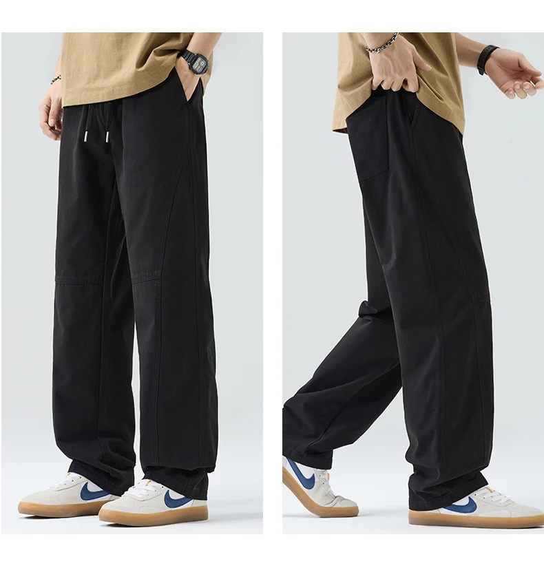 Bequeme Herren-Baumwollhosen | Frühling Sommer Gerade Geschnittene Weite Hose | Lässige Weite Hosen für den Alltag S-4XL – Detail 9