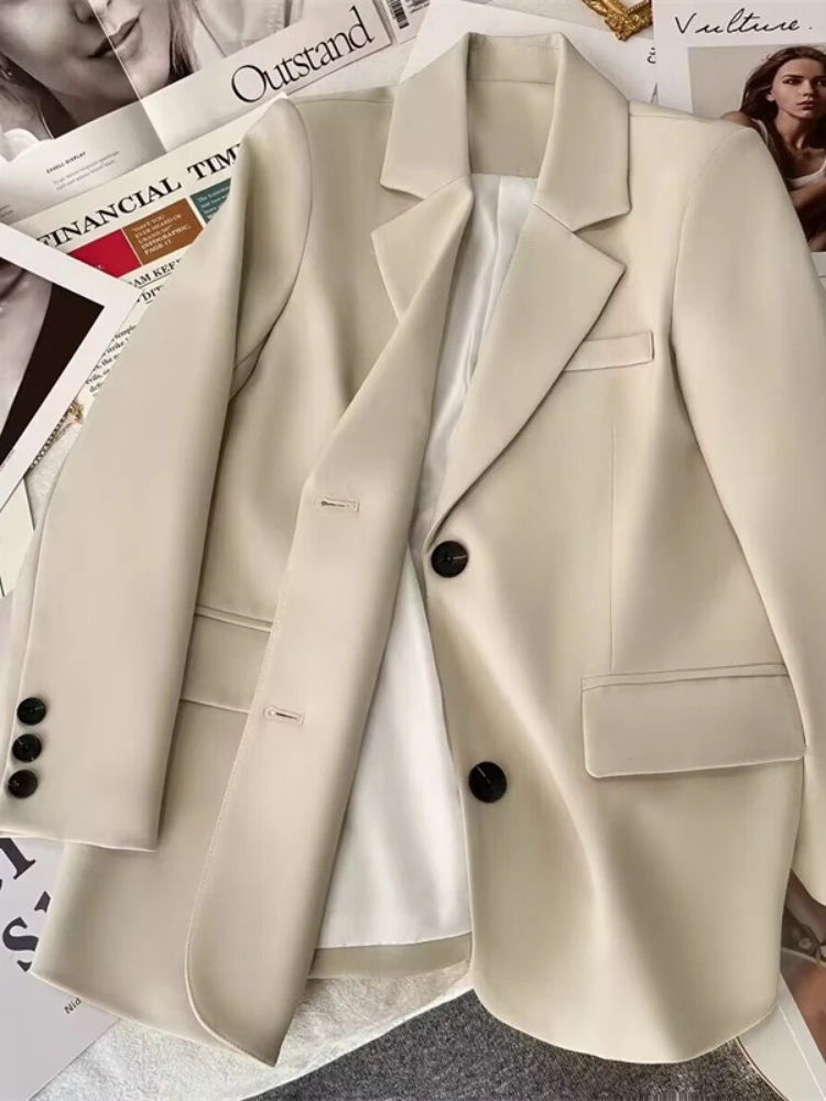 

New in Spring Autumn Women Coat Fashion Leisure Office Blazer Versatile Solid Long Sleeved Suit Tops Female Jacket Outerwear