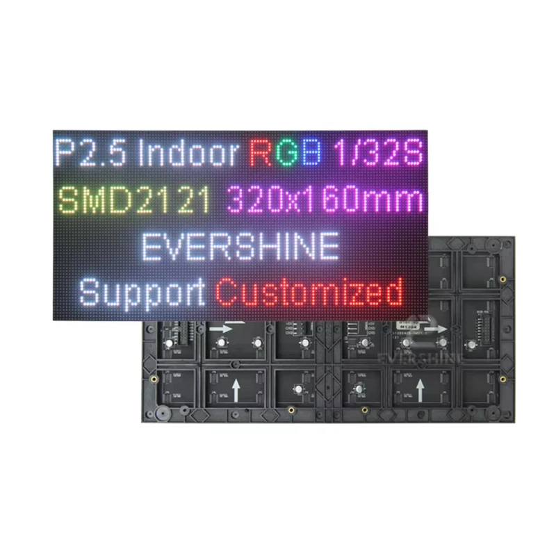 P2.5 Indoor LED Panel 2.5mm Pitch HUB75 Interface SMD2121 RGB Full Color 320x160mm 128x64Dots LED Matrix Module