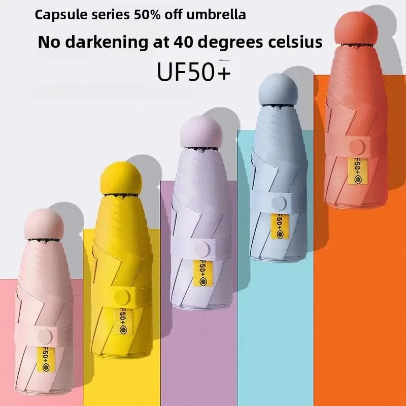 Portable 5-Fold Travel Umbrella-8 Sturdy Ribs Auto Open/Close Compact Umbrella–2-in-1 Sun & Rain, Portable Pocket-Size for Women